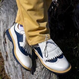NWT Adidas x Malbon MC87 Golf Shoes Spikeless White Navy Leather Mens 11.5